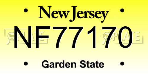 NF77170 New Jersey License Plate
