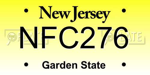 NFC276 New Jersey License Plate