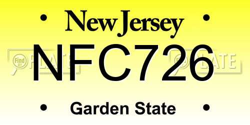 NFC726 New Jersey License Plate
