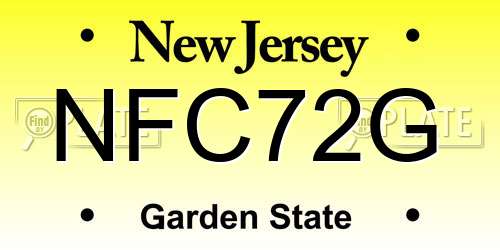 NFC72G New Jersey License Plate