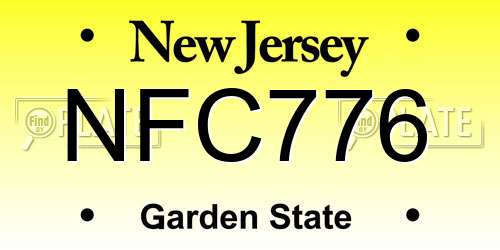 NFC776 New Jersey License Plate