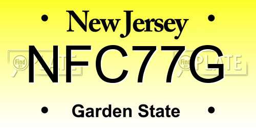 NFC77G New Jersey License Plate