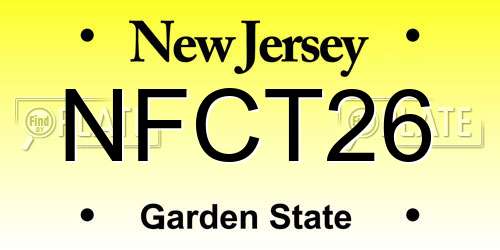 NFCT26 New Jersey License Plate