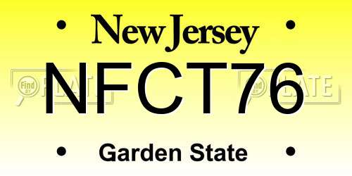 NFCT76 New Jersey License Plate
