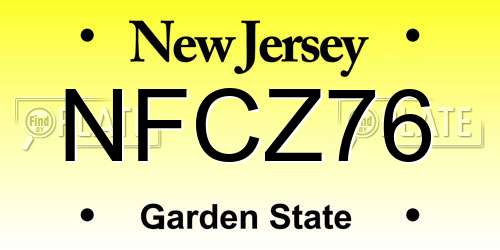 NFCZ76 New Jersey License Plate