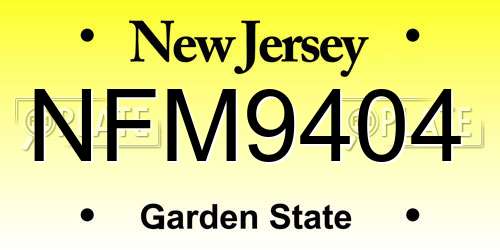 NFM9404 New Jersey License Plate