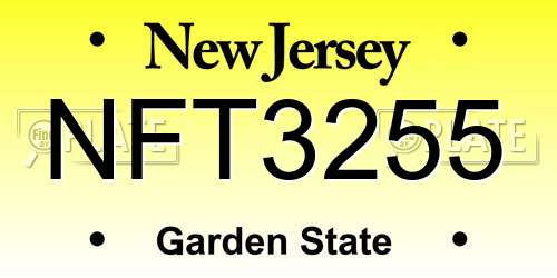 NFT3255 New Jersey License Plate