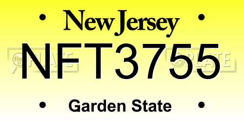 NFT3755 New Jersey License Plate