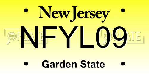 NFYL09 New Jersey License Plate