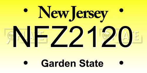NFZ2120 New Jersey License Plate