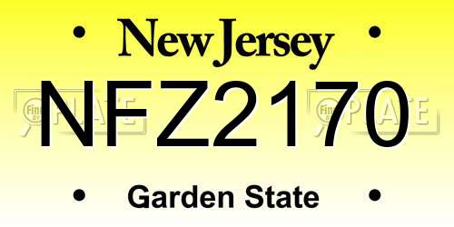 NFZ2170 New Jersey License Plate