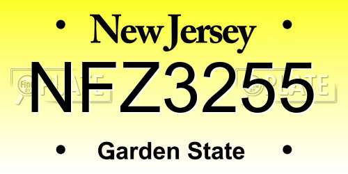 NFZ3255 New Jersey License Plate