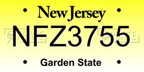 NFZ3755 New Jersey License Plate