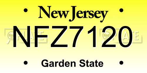 NFZ7120 New Jersey License Plate