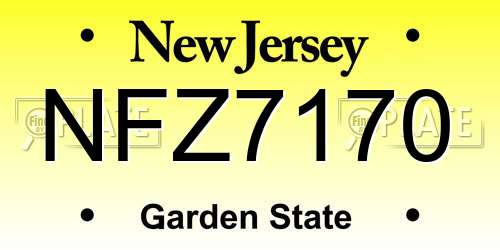 NFZ7170 New Jersey License Plate