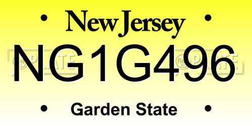 NG1G496 New Jersey License Plate