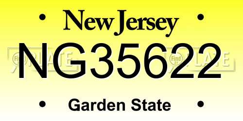NG35622 New Jersey License Plate