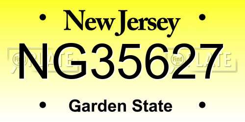 NG35627 New Jersey License Plate
