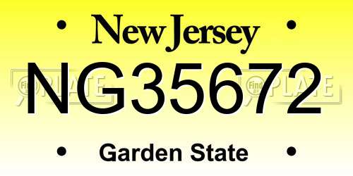 NG35672 New Jersey License Plate