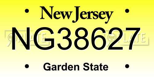 NG38627 New Jersey License Plate