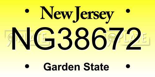 NG38672 New Jersey License Plate