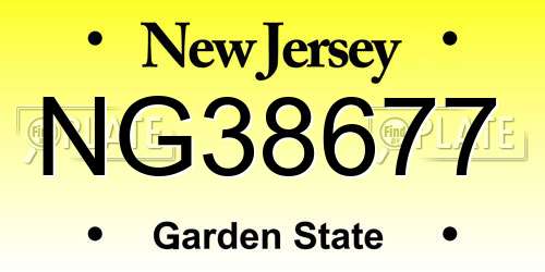 NG38677 New Jersey License Plate