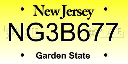 NG3B677 New Jersey License Plate