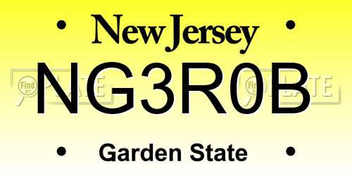 NG3R0B New Jersey License Plate