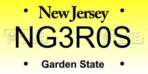 NG3R0S New Jersey License Plate