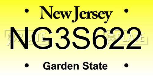 NG3S622 New Jersey License Plate
