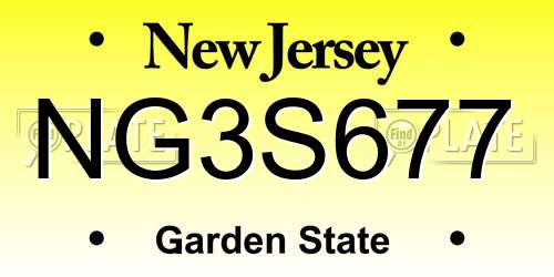 NG3S677 New Jersey License Plate