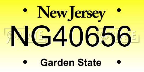 NG40656 New Jersey License Plate