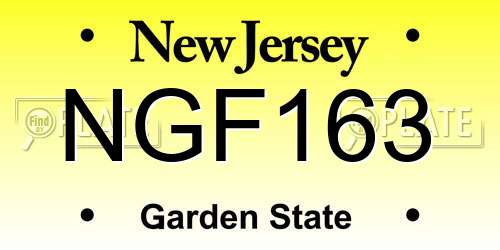 NGF163 New Jersey License Plate