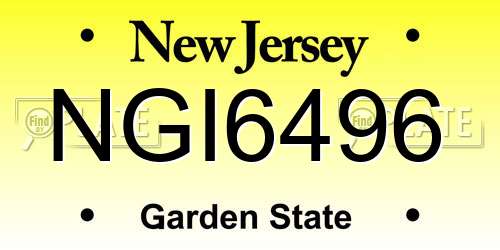 NGI6496 New Jersey License Plate