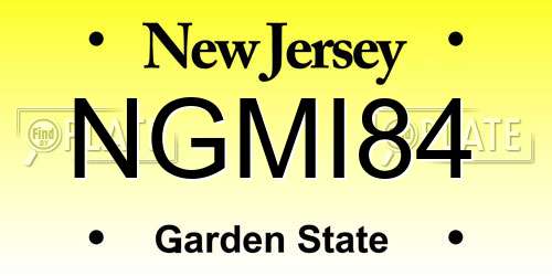 NGMI84 New Jersey License Plate