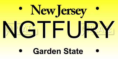 NGTFURY New Jersey License Plate