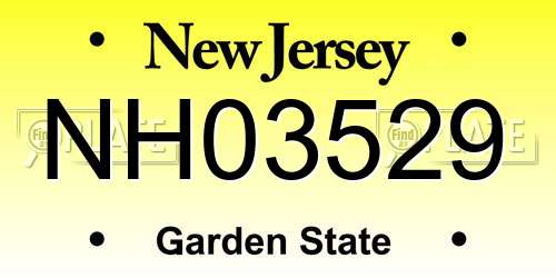 NH03529 New Jersey License Plate