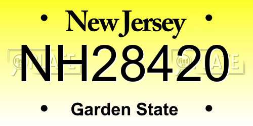 NH28420 New Jersey License Plate