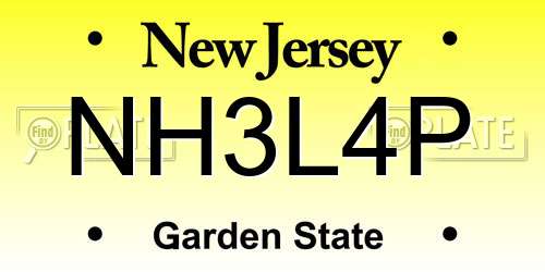 NH3L4P New Jersey License Plate