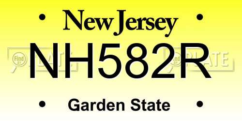 NH582R New Jersey License Plate