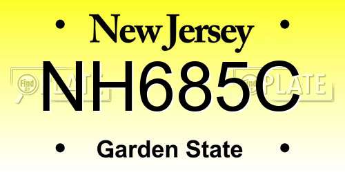 NH685C New Jersey License Plate