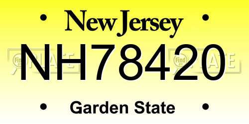 NH78420 New Jersey License Plate