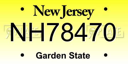NH78470 New Jersey License Plate