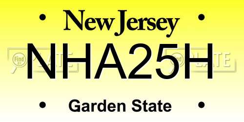 NHA25H New Jersey License Plate