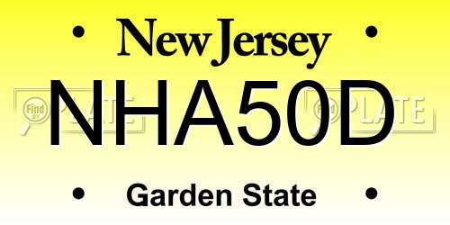 NHA50D New Jersey License Plate
