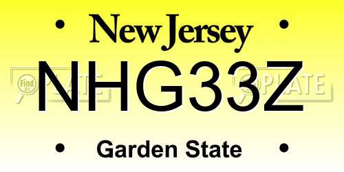 NHG33Z New Jersey License Plate