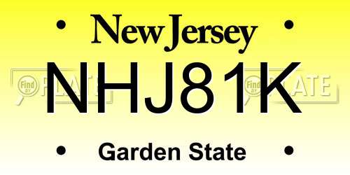 NHJ81K New Jersey License Plate