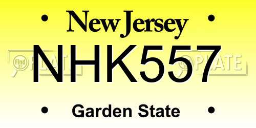 NHK557 New Jersey License Plate