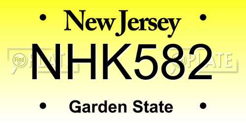 NHK582 New Jersey License Plate