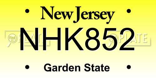 NHK852 New Jersey License Plate